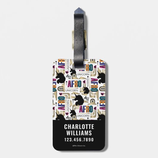 アフロユニコーンはっきりした模様 ラゲッジタグ (裏面縦)