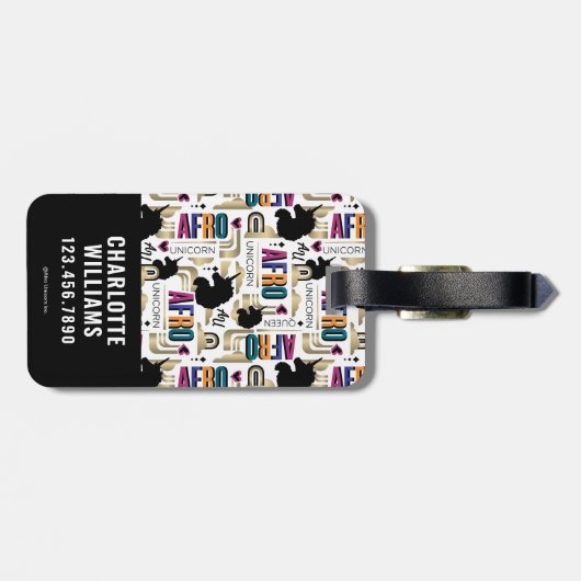 アフロユニコーンはっきりした模様 ラゲッジタグ (裏面横)