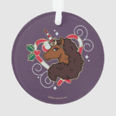 アフロユニコーンキャンディーケーンハートホリデー オーナメント (裏面)