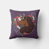 アフロユニコーンキャンディーケーンハートホリデー クッション (裏面)