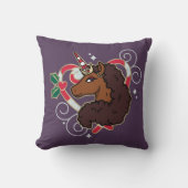 アフロユニコーンキャンディーケーンハートホリデー クッション (正面)