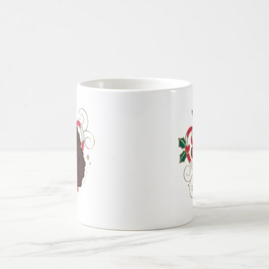 アフロユニコーンキャンディーケーンハートホリデー コーヒーマグカップ (中央)