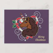 アフロユニコーンキャンディーケーンハートホリデー ポストカード (正面)