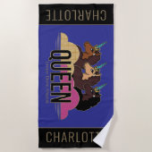 アフロユニコーンクイーントリオデザイン ビーチタオル (正面)