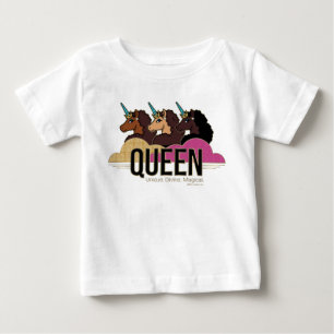 アフロユニコーンクイーントリオデザイン ベビーTシャツ