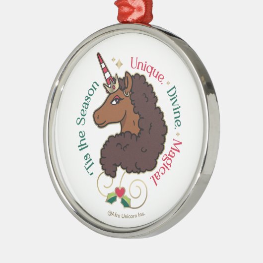アフロユニコーン'シーズンホリデーユニコーン メタルオーナメント (左)