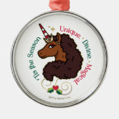 アフロユニコーン'シーズンホリデーユニコーン メタルオーナメント (正面)