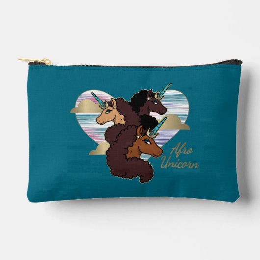 アフロユニコーントリオハートデザイン アクセサリーポーチ (正面)