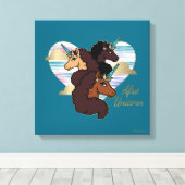 アフロユニコーントリオハートデザイン キャンバスプリント (インサイチュ (ウッドフロア))