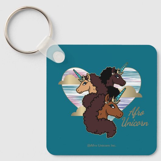 アフロユニコーントリオハートデザイン キーホルダー (正面)