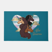 アフロユニコーントリオハートデザイン ドアマット (正面)