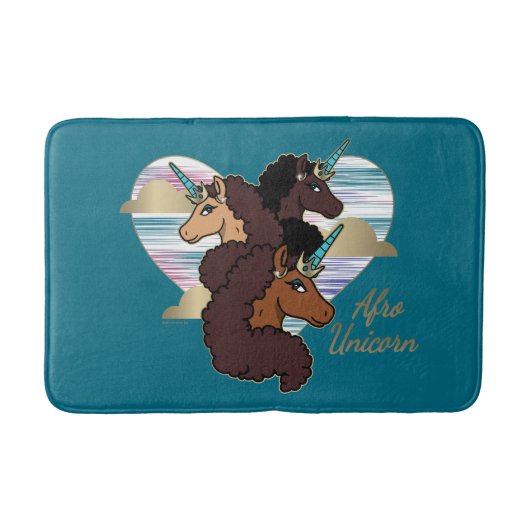 アフロユニコーントリオハートデザイン バスマット (正面)