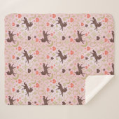 アフロユニコーンハート&スターピンクパターン シェルパブランケット (正面(横))