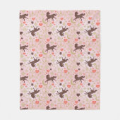 アフロユニコーンハート&スターピンクパターン フリースブランケット (正面)