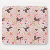 アフロユニコーンハート&スターピンクパターン マウスパッド (正面)