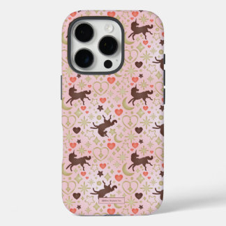 アフロユニコーンハート&スターピンクパターン iPhone 16 PROケース
