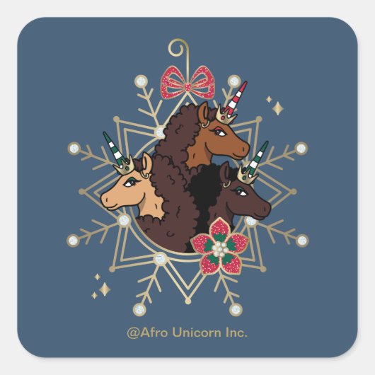 アフロユニコーンフェスティバルホリデーマジカル スクエアシール (正面)