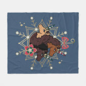 アフロユニコーンフェスティバルホリデーマジカル フリースブランケット (正面(横))