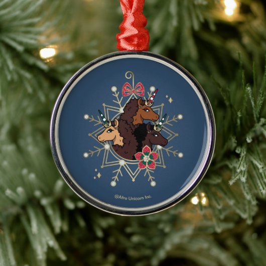アフロユニコーンフェスティバルホリデーマジカル メタルオーナメント (ツリー)