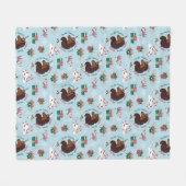 アフロユニコーンホリデーパターン フリースブランケット (正面(横))