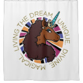 アフロユニコーンリビングザドリームデザイン シャワーカーテン (正面)