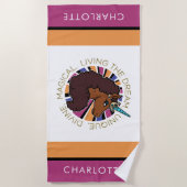 アフロユニコーンリビングザドリームデザイン ビーチタオル (正面)