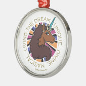 アフロユニコーンリビングザドリームデザイン メタルオーナメント (左)