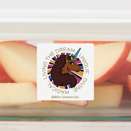 アフロユニコーンリビングザドリームデザイン ラベル (貼付)
