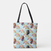 アフロユニコーン虹とハートパターン トートバッグ (裏面)