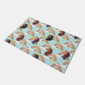 アフロユニコーン虹とハートパターン ドアマット (アングル)