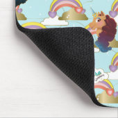 アフロユニコーン虹とハートパターン マウスパッド (コーナー)