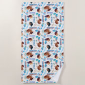 アフロユニコーン魔法の力を与えるパターン ビーチタオル (正面)