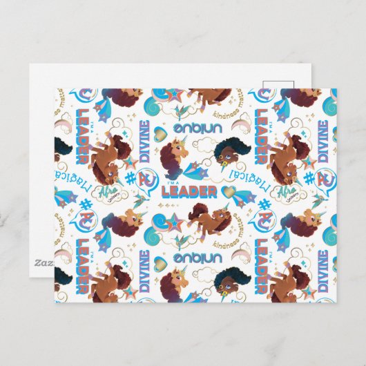 アフロユニコーン魔法の力を与えるパターン ポストカード (正面/裏面)