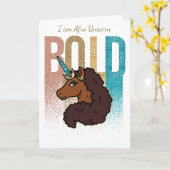 アフロユニコーン | はっきりしたグリッターデザイン カード (黄色い花)