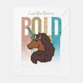 アフロユニコーン | はっきりしたグリッターデザイン フリースブランケット (正面)