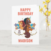 アフロユニコーン | マジカルガールズ誕生日 カード (黄色い花)