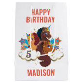 アフロユニコーン | マジカルガールズ誕生日 ミディアムペーパーバッグ (裏面)