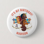 アフロユニコーン | マジカルガールズ誕生日 缶バッジ (正面)