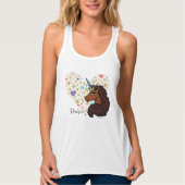 アフロユニコーン | ユニークハートデザイン タンクトップ (正面)