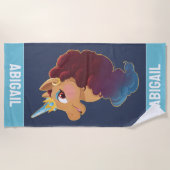 アフロユニコーン | 神の一角 ビーチタオル (正面)