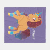 アフロユニコーン | 神の威張り フリースブランケット (正面(横))