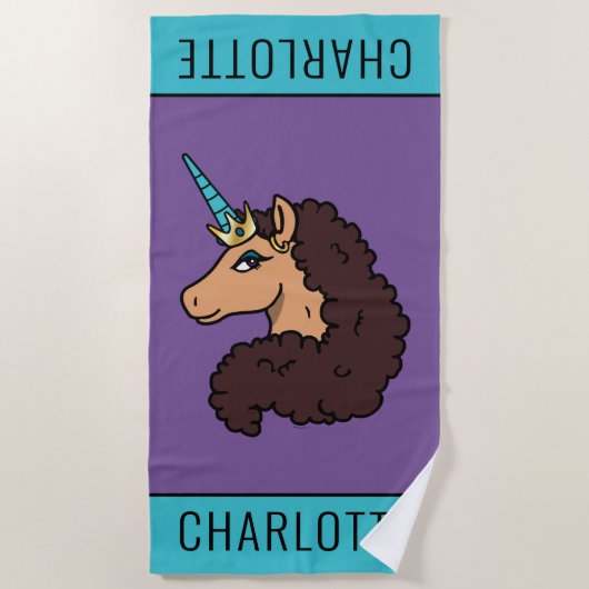 アフロユニコーン | 神の ビーチタオル (正面)