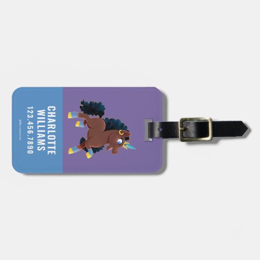 アフロユニコーン | 魔法のぞき ラゲッジタグ (正面横)