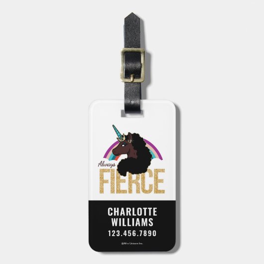 アフロユニコーン | 魔法 – 常に激しい ラゲッジタグ (正面縦)