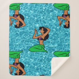 アフロラテンアメリカ系女性マーメイド海海 シェルパブランケット