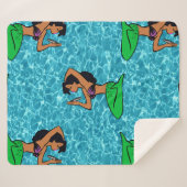 アフロラテンアメリカ系女性マーメイド海海 シェルパブランケット (正面(横))