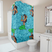 アフロラテンアメリカ系女性マーメイド海海 シャワーカーテン (インサイチュ)