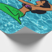 アフロラテンアメリカ系女性マーメイド海海 ラッピングペーパー (角)