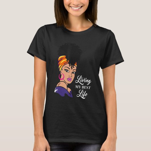 アフロレディーウーマンブラック Tシャツ (正面)