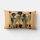 アフロ中心型ルネサンスパターン（の模様が）あるス女性織物 –  ランバークッション (裏面)